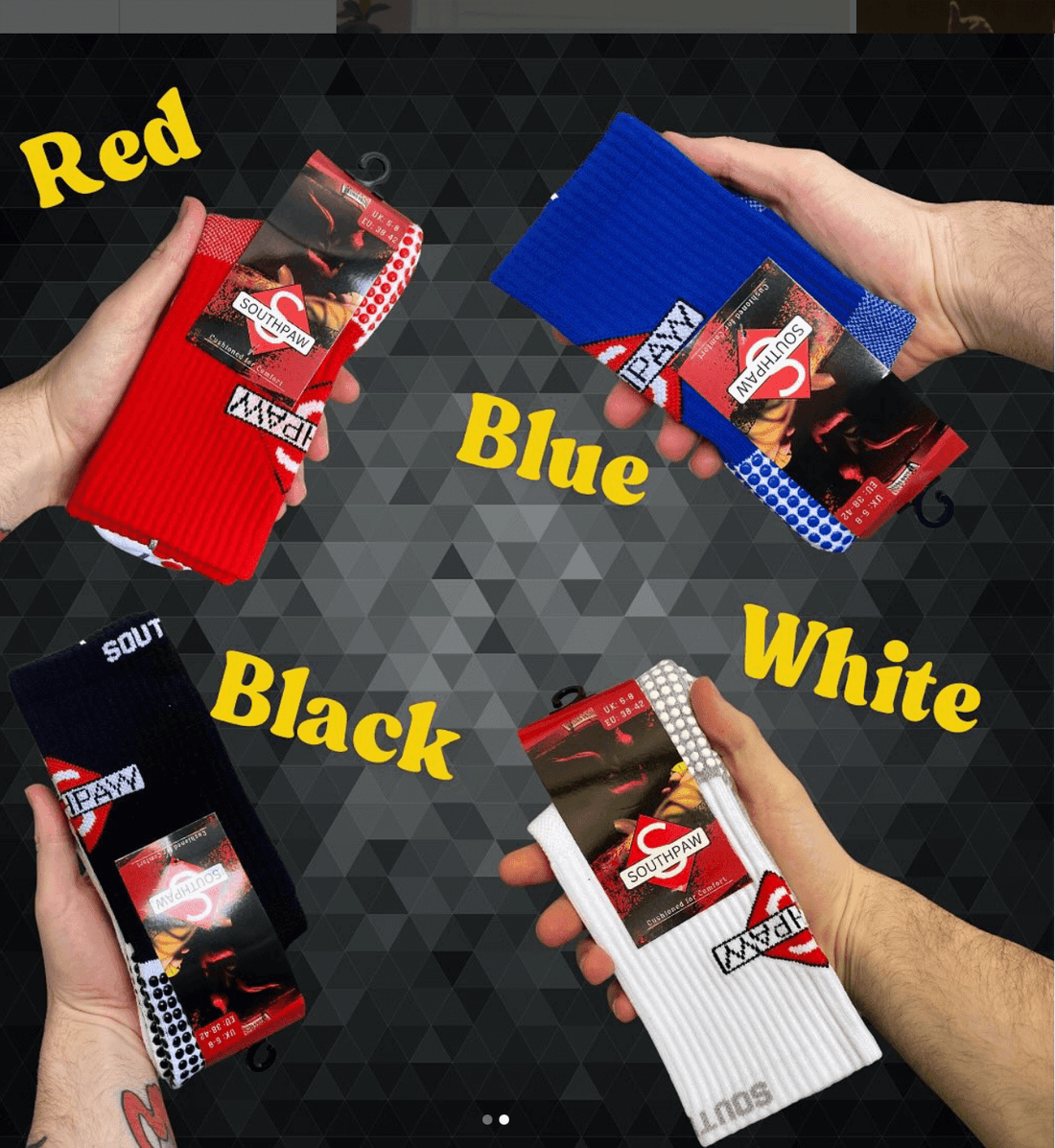 Southpaw Boxing Socks Red and Blue Worn By Simon From Fit2Box