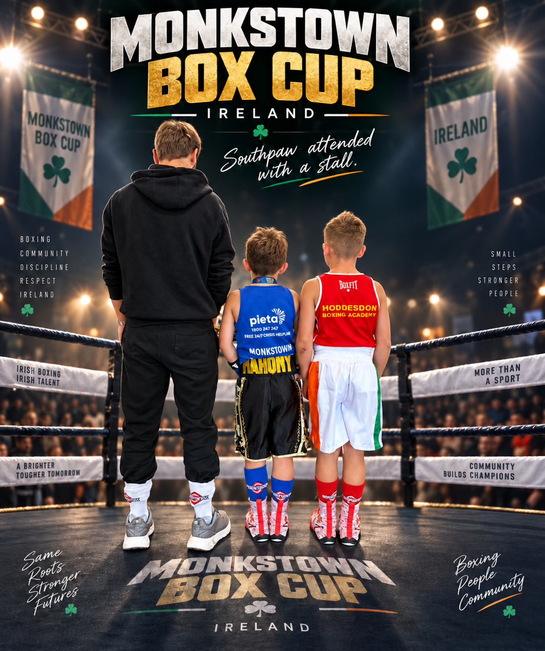 southpaw boxing socks in white, blue and red. 