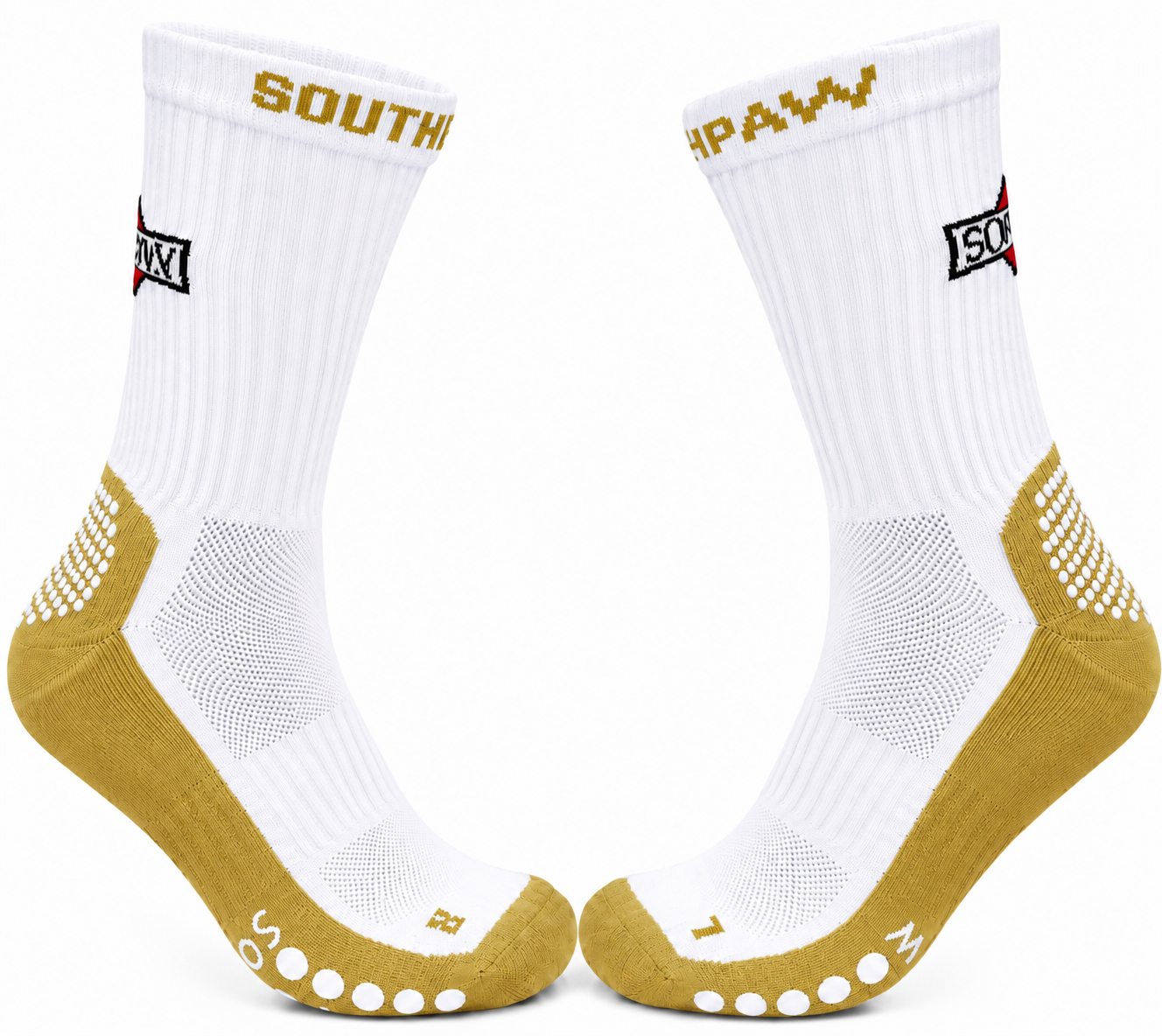 White & Gold Boxing Socks – Southpaw First Access