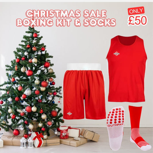 Youth Red Amateur Boxing Kit & Socks Bundle Deal | Competition Vest, Shorts, & Socks