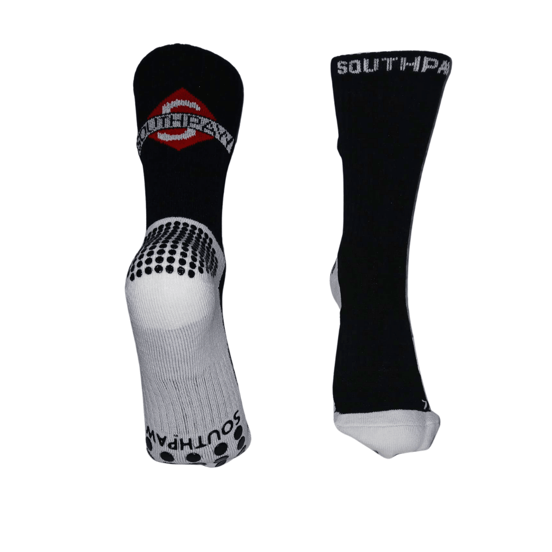 Moisture Wicking Training boxing socks In Black With White Bottom And Black Support Grips  