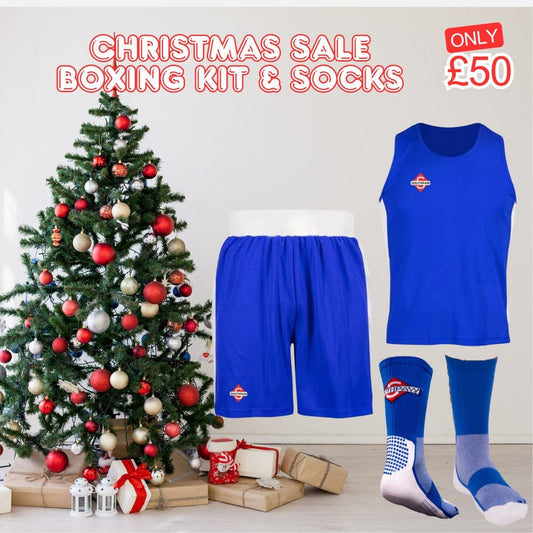 Blue Amateur Boxing Kit & Socks Bundle Deal | Competition Vest, Shorts, & Socks
