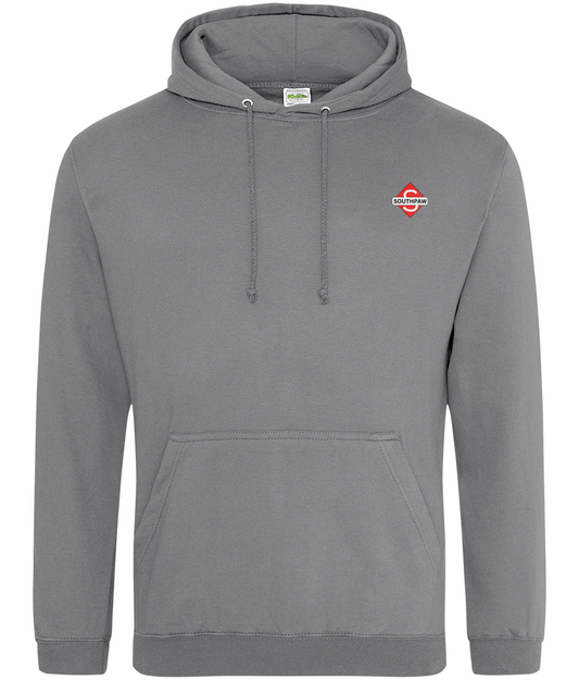 Front view of grey born to box boxing Hoodie for combat athletes 
