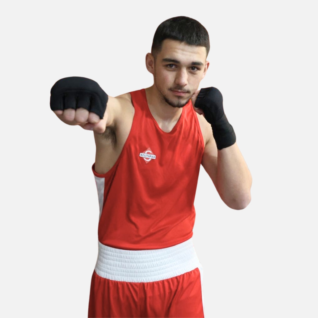 Red Amateur Boxing Kit & Socks Bundle Deal | Competition Vest, Shorts, & Socks