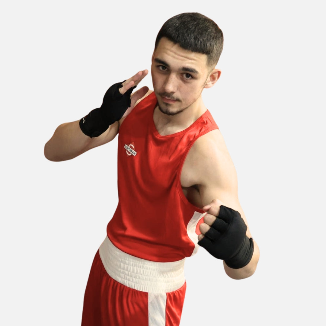 Youth Red Amateur Boxing Kit & Socks Bundle Deal | Competition Vest, Shorts, & Socks