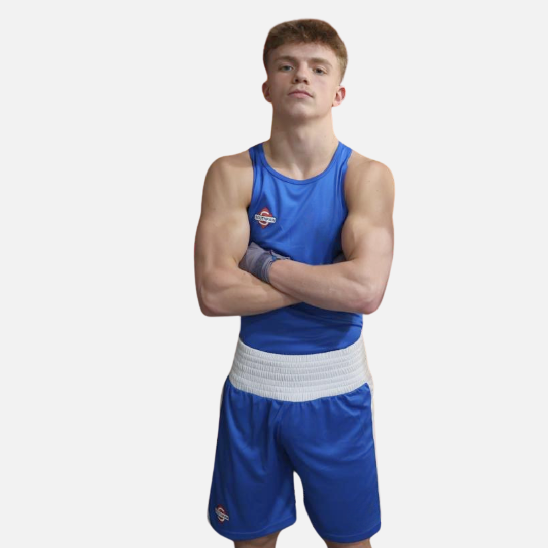 Blue Amateur Boxing Kit | Competition Vest & Shorts