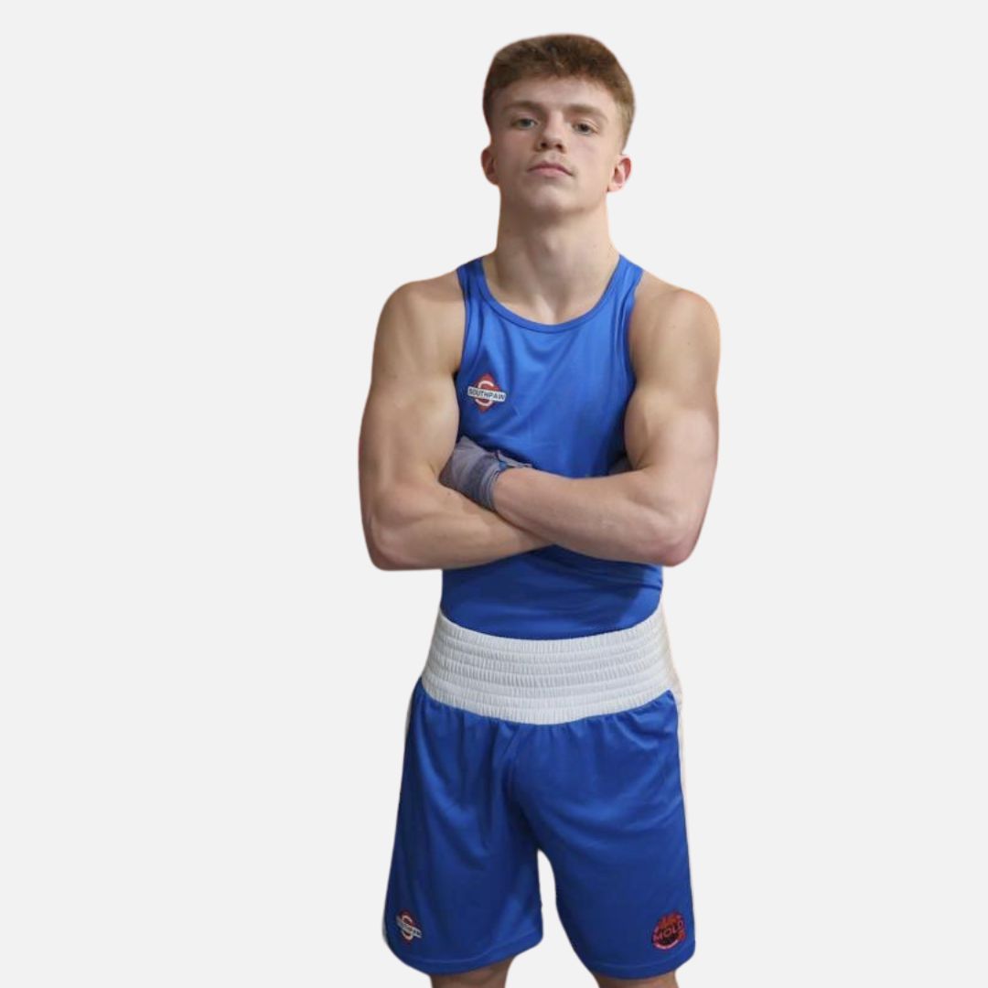 Blue Amateur Boxing Kit & Socks Bundle Deal | Competition Vest, Shorts, & Socks